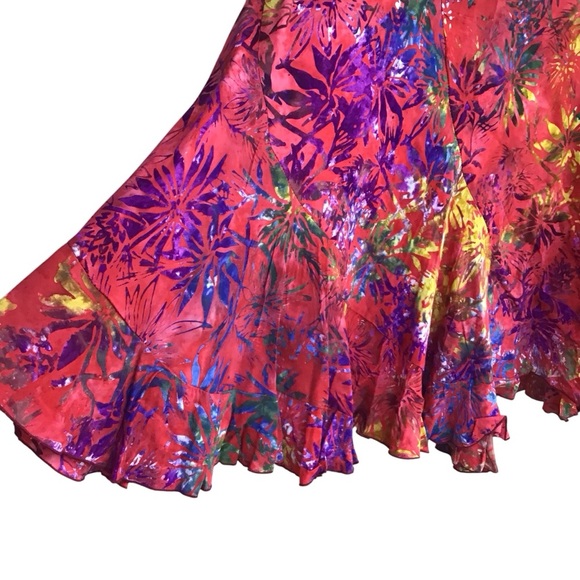 Tropical Vibrations Handmade Tie Dye Tropical Ruffle Midi Skirt Size XS NEW - Picture 5 of 5